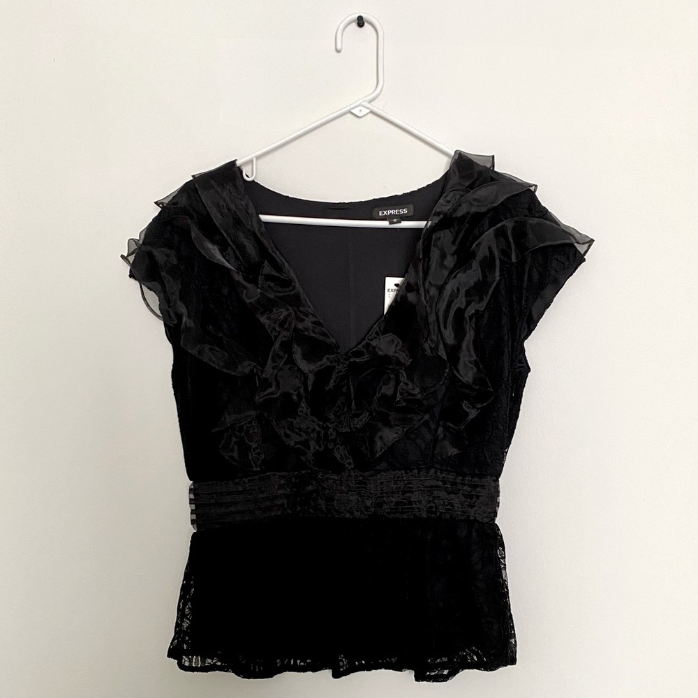 Express Black Lace Blouse